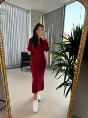 My Claret Red Collared Knit Dress