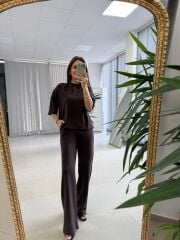 Nx 2383 Yaka Dantel Detaylı Modal Kahve Takım