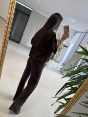 Nx 2383 Yaka Dantel Detaylı Modal Kahve Takım