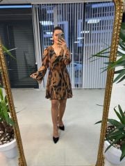 Mc Etek Ucu Volanlı  Zebra Şifon Elbise