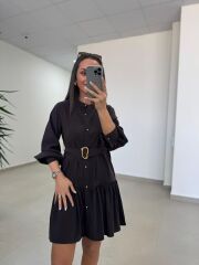 Sh 8697 Kahve Tensel Gömlek Elbise