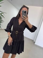 Sh 8697 Kahve Tensel Gömlek Elbise