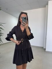 Sh 8697 Kahve Tensel Gömlek Elbise