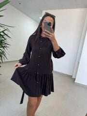 Sh 8697 Kahve Tensel Gömlek Elbise