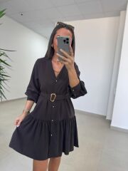 Sh 8697 Kahve Tensel Gömlek Elbise