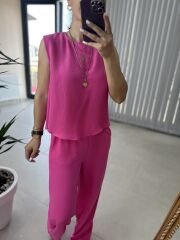 Pamuk keten pembe ikili takım