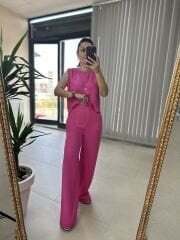 Pamuk keten pembe ikili takım