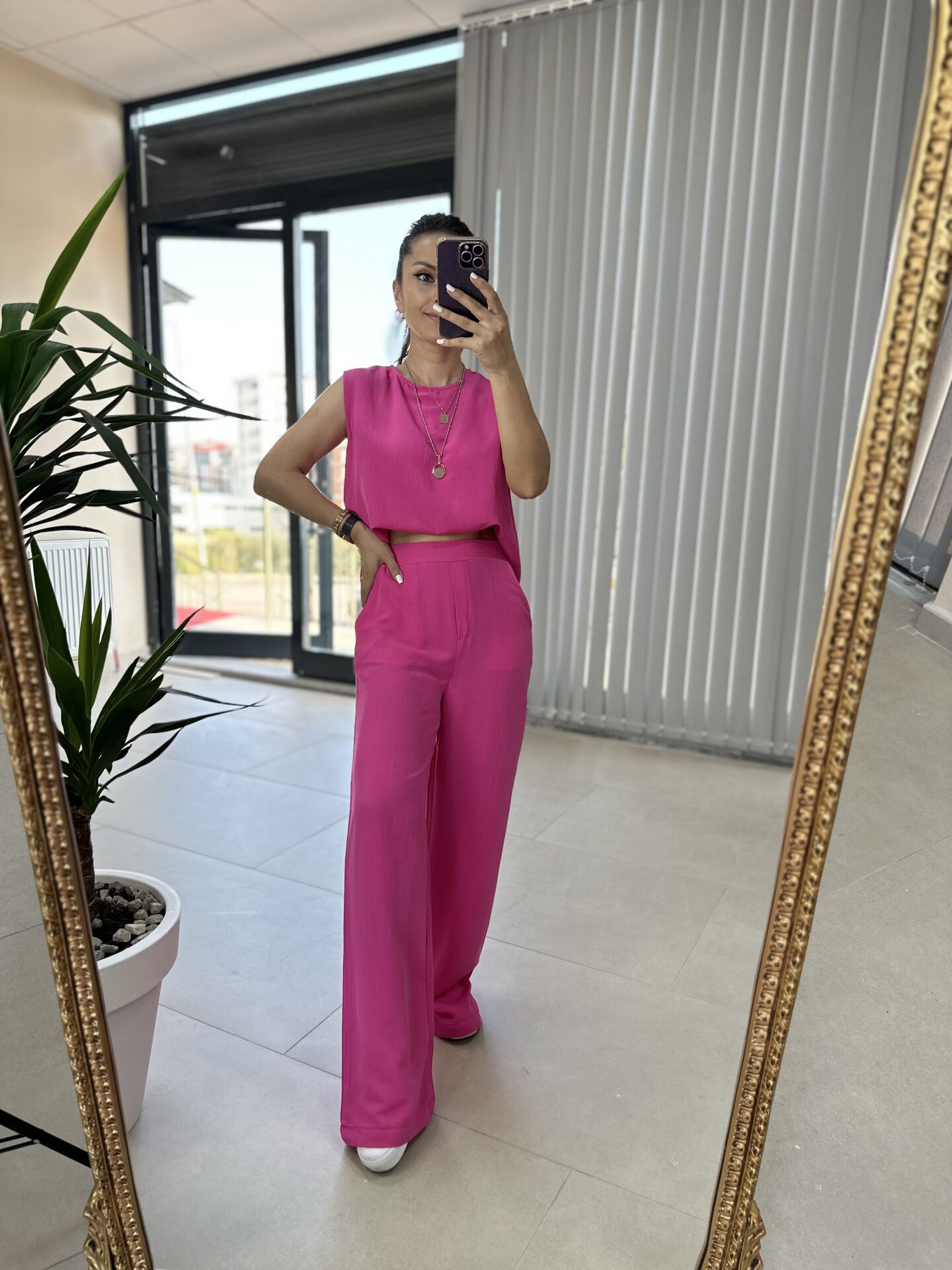 Pamuk keten pembe ikili takım