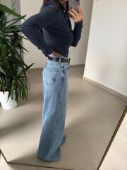 Dv 10686 Dik Yaka Çıt Çıtlı İndigo Triko