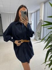 Kd 7701 Kemer Detaylı Laci Gömlek Elbise