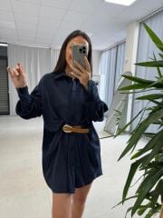 Kd 7701 Kemer Detaylı Laci Gömlek Elbise