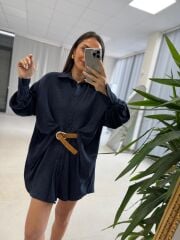 Kd 7701 Kemer Detaylı Laci Gömlek Elbise