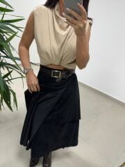 Ms 0605 Süet Tasarım Anvelop Siyah Etek