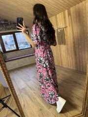 Maxisize Pink and black floral morocco dress
