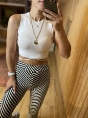 Beyaz ipli triko crop