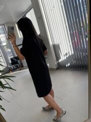 Art. Kemik Düğmeli Siyah Elbise