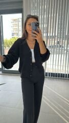 Fitilli Siyah Ceket Hırka