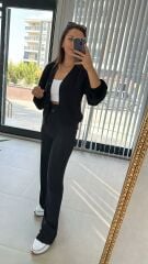 Fitilli Siyah Ceket Hırka