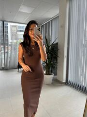 Df Basic Kahve Kalem Elbise