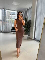 Df Basic Kahve Kalem Elbise