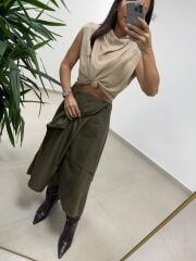 Ms 0605 Süet Tasarım Anvelop Haki Etek