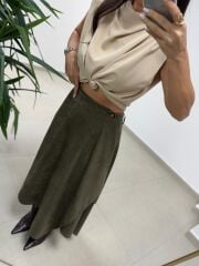 Ms 0605 Süet Tasarım Anvelop Haki Etek