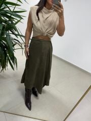 Ms 0605 Süet Tasarım Anvelop Haki Etek