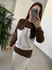 Bb 30478 Kahve Süet Garnili Sweat