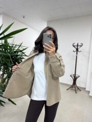 Dgf 2399 Krem Nakışlı Polar Ceket