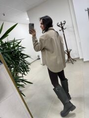 Dgf 2399 Krem Nakışlı Polar Ceket