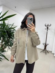 Dgf 2399 Krem Nakışlı Polar Ceket