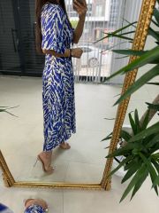 My 3407 Zebra Saten Saks Elbise