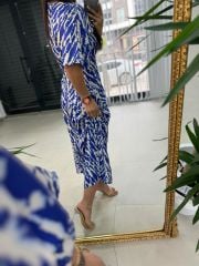 My 3407 Zebra Saten Saks Elbise