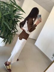 Bb 30479 Kahve Süet Garnili Etek