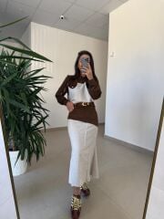 Bb 30479 Kahve Süet Garnili Etek