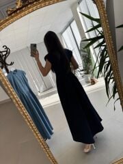 Nx 3004 Maksiboy Fermuarlı Laci Denim Elbise