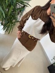 Bb 30479 Kahve Süet Garnili Etek