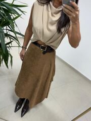 Ms 0605 Süet Tasarım Anvelop Taba Etek