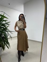 Ms 0605 Süet Tasarım Anvelop Taba Etek