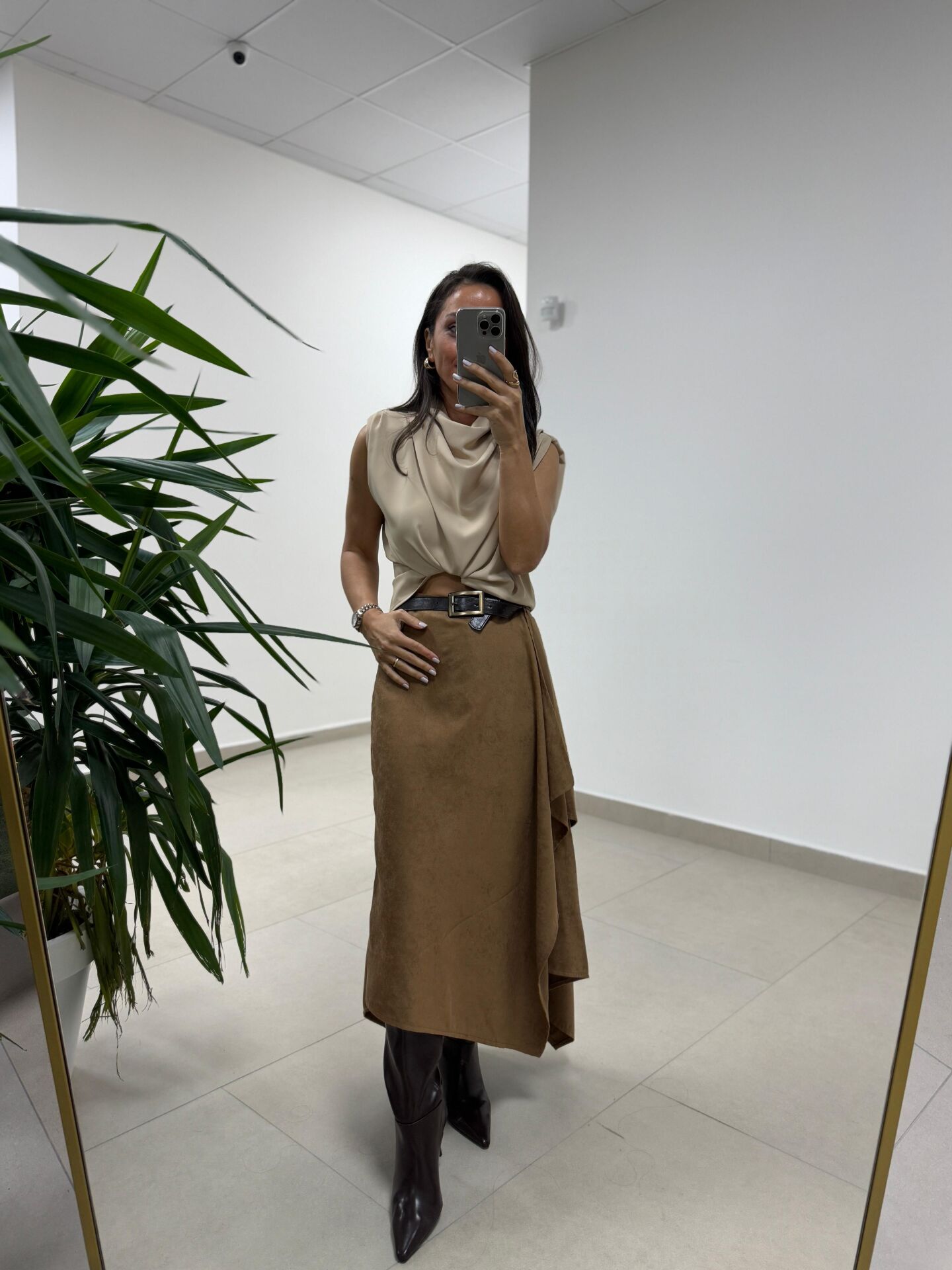 Ms 0605 Süet Tasarım Anvelop Taba Etek