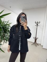 Dgf 2399 Siyah Nakışlı Polar Ceket