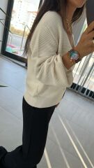 Cremefarbener Cordjacken-Cardigan