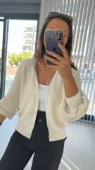 Cremefarbener Cordjacken-Cardigan