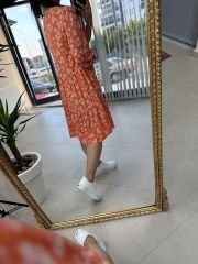 Orange collar tie morocco dress