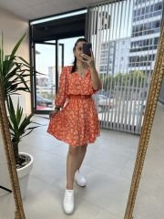 Orange collar tie morocco dress