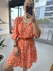 Orange collar tie morocco dress