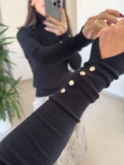 Dv 1268 Droplu Balıkçı Siyah Kazak