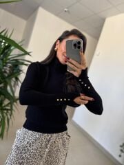 Dv 1268 Droplu Balıkçı Siyah Kazak