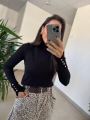 Dv 1268 Droplu Balıkçı Siyah Kazak