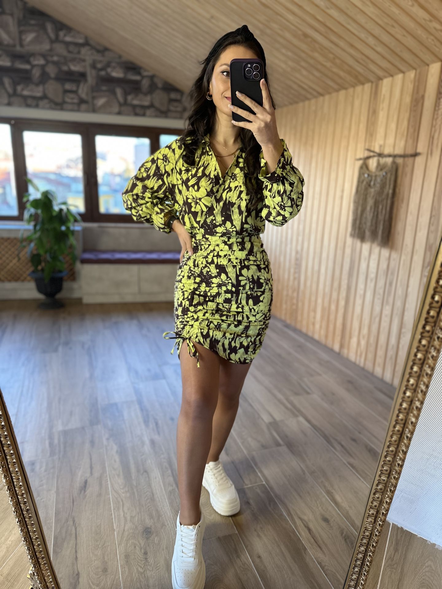 Soft aerobin draped dress